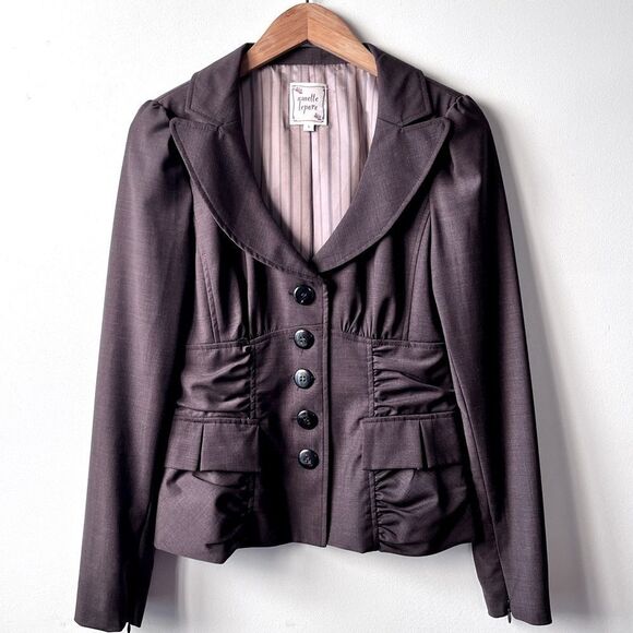 Nanette Lepore Jackets & Blazers - Vintage Y2K Nanette Lepore Brown Wool Single Breasted Blazer Size 6